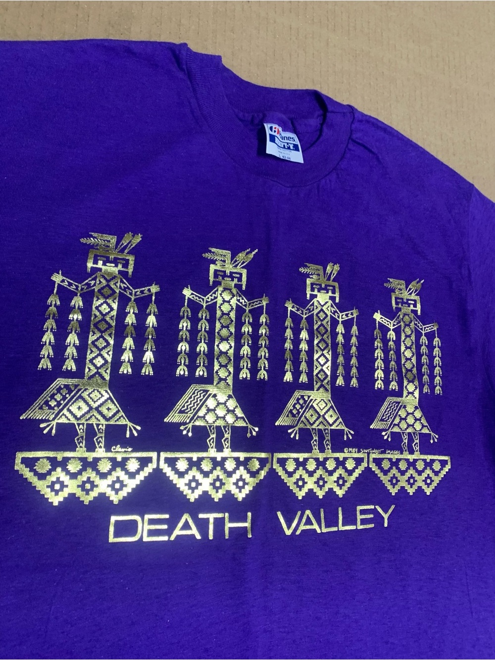 90s Death Valley "Native American Motif"  Purple Cotton T-shirt- USA MADE - MED